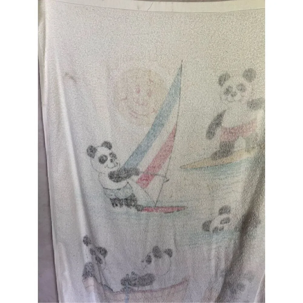 Vintage Beach Towel Pandas